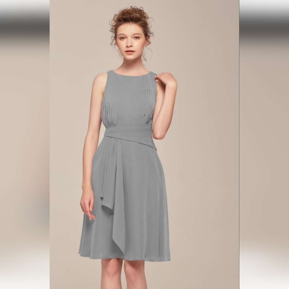 AW Bridal. " CONNIE" Grey. Sz 14. Midi dress.Sleeveless.
